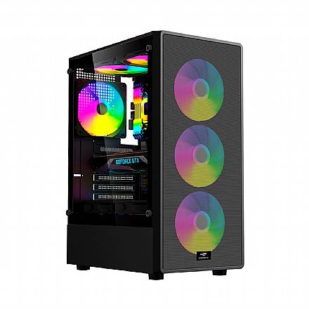 Gabinete Gamer C3Tech MT-G130BK - Vidro Temperado - Até 8 Fans - Micro ATX - Preto