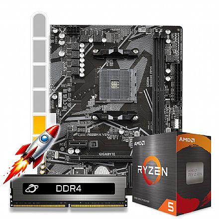 Kit Upgrade Processador AMD Ryzen™ 5 5500 + Placa Mãe A520M + Memória 16GB DDR4