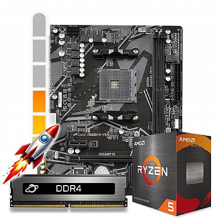 Kit Upgrade Processador AMD Ryzen™ 5 5500 + Placa Mãe A520M + Memória 32GB DDR4