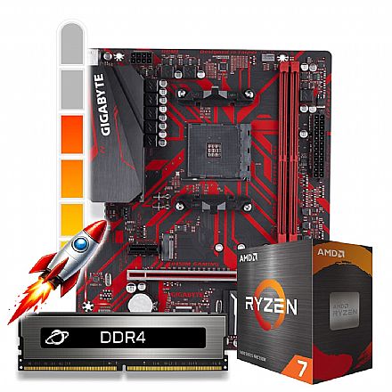 Kit Upgrade Processador AMD Ryzen™ 7 5700X + Placa Mãe B450M + Memória 16GB DDR4