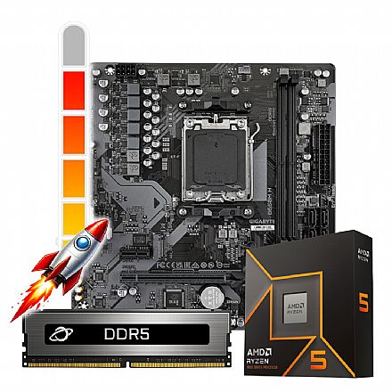 Kit Upgrade Processador AMD Ryzen™ 5 9600X + Placa Mãe B650MH + Memória 16GB DDR5