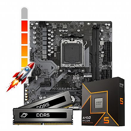 Kit Upgrade Processador AMD Ryzen™ 5 9600X + Placa Mãe B650MH + Memória 32GB DDR5