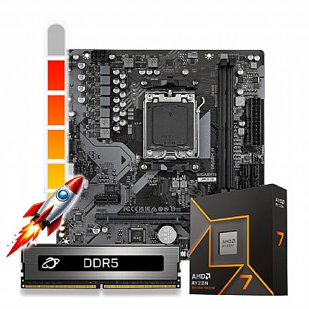 Kit Upgrade Processador AMD Ryzen™ 7 9700X + Placa Mãe B650MH + Memória 16GB DDR5