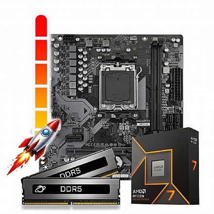 Kit Upgrade Processador AMD Ryzen™ 7 9700X + Placa Mãe B650MH + Memória 32GB DDR5