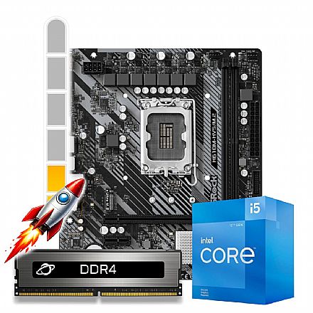 Kit Upgrade Processador Intel® Core™ i5 12400F + Placa Mãe H610M-HVS + Memória 16GB DDR4