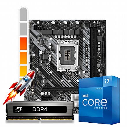 Kit Upgrade Processador Intel® Core™ i7 12700KF + Placa Mãe H610M-HVS + Memória 16GB DDR4