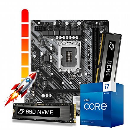 Kit Upgrade Processador Intel® Core™ i7 14700F + Placa Mãe B760M + Memória 32GB DDR4 + 1TB SSD M.2