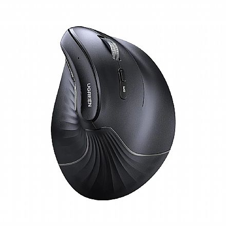 Mouse Ergonômico Vertical sem Fio Ugreen - 4000dpi - Receptor USB 2.4GHz e Bluetooth - Preto - 25444 Mouse Ergonômico Vertical sem Fio Ugreen - 4000dpi - Receptor USB 2.4GHz e Bluetooth - Preto - 25444