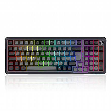 Teclado Mecânico Gamer Sem Fio Redragon Bragi - Iluminação RGB - Switch Cream - Bluetooth, 2.4GHz e USB - Preto - K688GB-RGB-PRO