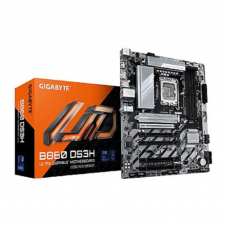 Placa Mãe Gigabyte B860 DS3H (LGA 1851 - DDR5 9066 O.C) - Chipset Intel B860 - Wi-Fi 6e - 2 Slots M.2 - ATX