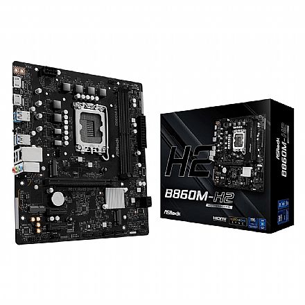 Placa Mãe ASRock B860M-H2 (LGA 1851 - DDR5 8333 O.C) - Chipset Intel B860M - 2 Slots M.2 - Micro ATX Placa Mãe ASRock B860M-H2 (LGA 1851 - DDR5 8333 O.C) - Chipset Intel B860M - 2 Slots M.2 - Micro ATX
