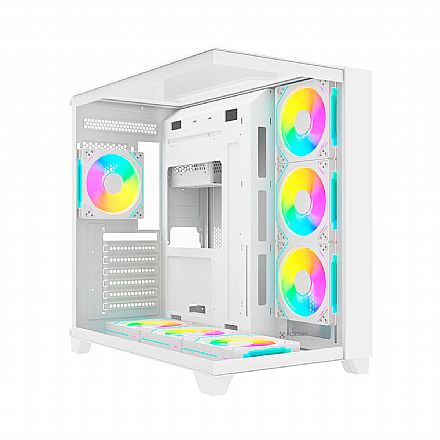 Gabinete Gamer Aquário Fortrek Clarity Full - Vidro Temperado - Até 7 Fans - ATX - Branco - 86945