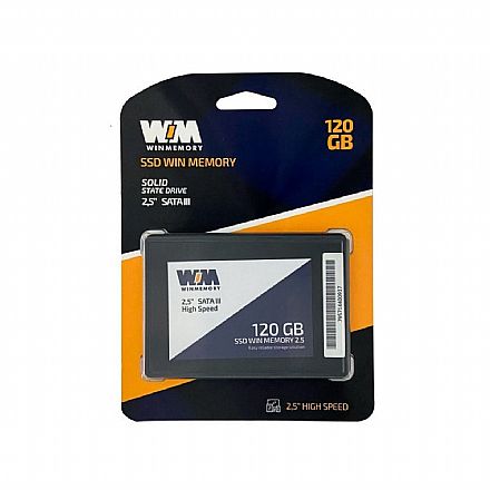 SSD 120GB Winmemory - SATA - Leitura 520MB/s - Gravação 420MB/s - SWR120G-DS1