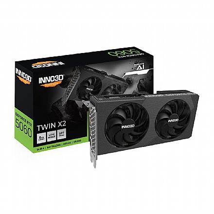 Placa de Vídeo GeForce RTX 5060 8GB GDDR7 128bits - Twin X2 - DLSS 4 - Inno3D N50602-08D7-195071N Placa de Vídeo GeForce RTX 5060 8GB GDDR7 128bits - Twin X2 - DLSS 4 - Inno3D N50602-08D7-195071N