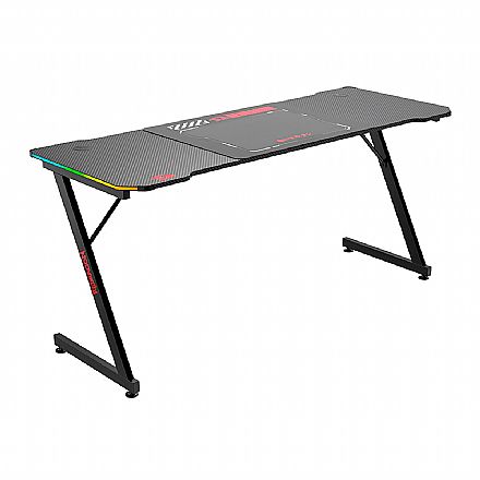 Mesa Gamer Redragon Castor Pro - 160 x 60cm - Iluminação RGB - Mousepad Incluso - Fibra de Carbono - Preta - GD-1103E-L Mesa Gamer Redragon Castor Pro - 160 x 60cm - Iluminação RGB - Mousepad Incluso - Fibra de Carbono - Preta - GD-1103E-L