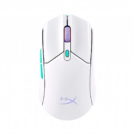 Mouse Gamer sem Fio HyperX Pulsefire Haste 2 Core - 2.4GHz e Bluetooth - 12.000dpi - Sensor HyperX Core - 6 Botões - RGB - Branco - 8R2E7AA