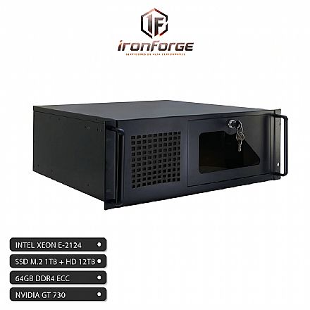 Servidor AlphaBit Ironforge Rack - Intel® Xeon E-2124, RAM 64GB ECC, SSD 1TB NMVe, HD 12TB, Fonte 850W Plus Gold