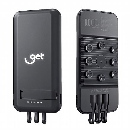 Power Bank Carregador Portátil por Indução Get - Ventosa - 10000mAh - 72281