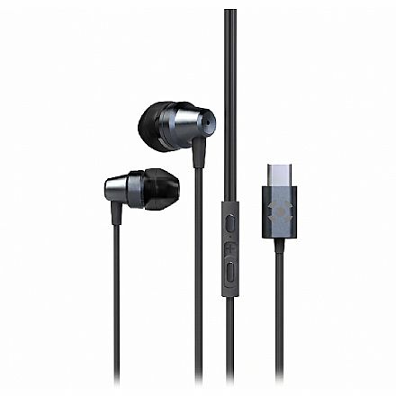Fone de Ouvido Intra-Auricular Fortrek IE210 - USB-C - Preto - 85975