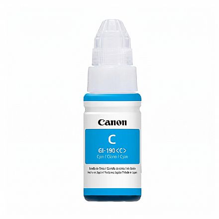 Refil de Tinta Canon GI-190C - 70ml - Ciano - Para Impressoras Pixma G1100 / G2100 / G3100 / G4100 - 0668C001AC
