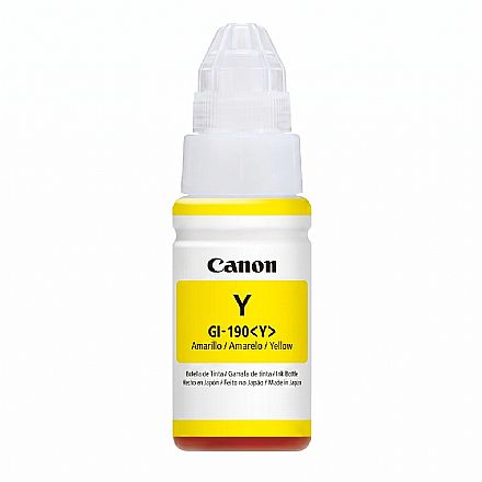 Refil de Tinta Canon GI-190Y - 70ml - Amarelo - Para Impressoras Pixma G1100 / G2100 / G3100 / G4100 - 0670C001AC