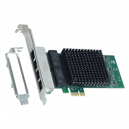 Placa de Rede 1000Mbps - 4 Portas RJ45 - PCI Express - Chipset Intel - Pcyes LC1000-IT4P