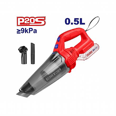 Aspirador de Pó Sem Fio Emtop ELVC201261 - 20V - 500ml - Não acompanha Carregador e Bateria