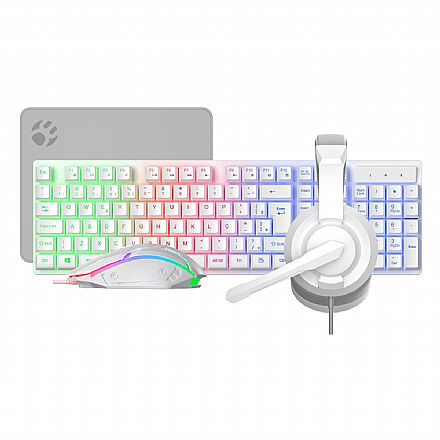 Kit Gamer Bluecase Play - Teclado + Mouse + MousePad + Headset - LED Rainbow - BGHPKM-01WBX Kit Gamer Bluecase Play - Teclado + Mouse + MousePad + Headset - LED Rainbow - BGHPKM-01WBX