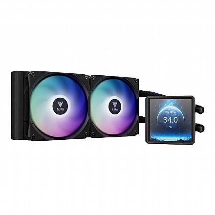 Water Cooler Gamdias Aura GL240 (AMD / Intel) - 240mm - Display de Temperatura - ARGB - Preto