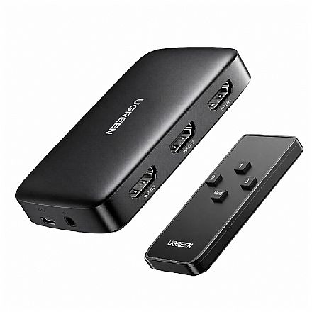 Switch HDMI com 3 Entradas - Controle Remoto - Suporte a 4K 30Hz - Ugreen CM332