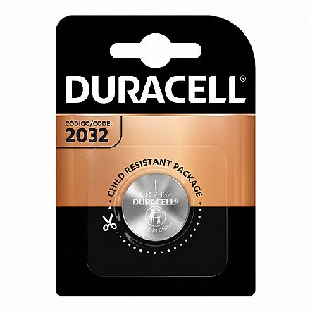 Bateria de Lítio CR2032 Duracell - Unidade - para placa mãe, alarmes e relógios - 1033384