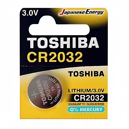Bateria de Lítio CR2032 Toshiba - Unidade - para placa mãe, alarmes e relógios - CR2032CP-5C