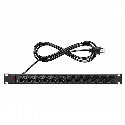 Filtro de linha 12 tomadas Intelbras - para Rack 19 Filtro de linha 12 tomadas Intelbras - para Rack 19" - Cabo 3 metros - Bivolt - Preto - EPR 212+