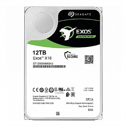 HD 12TB SAS - 7200RPM - 256MB Cache - Seagate Exos X18 Enterprise - ST12000NM004J