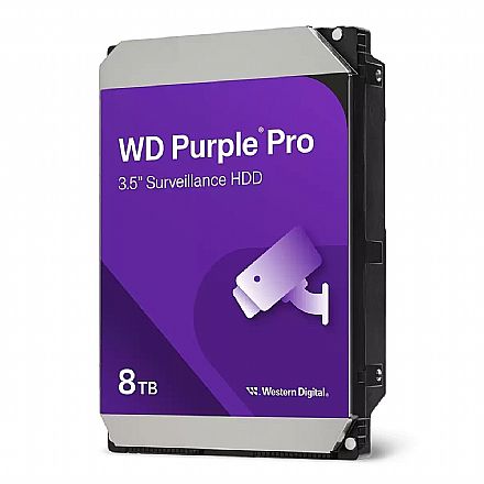 HD 8TB SATA - 256MB Cache - Western Digital Purple Pro Surveillance - WD8002PURP - Ideal para Vigilância