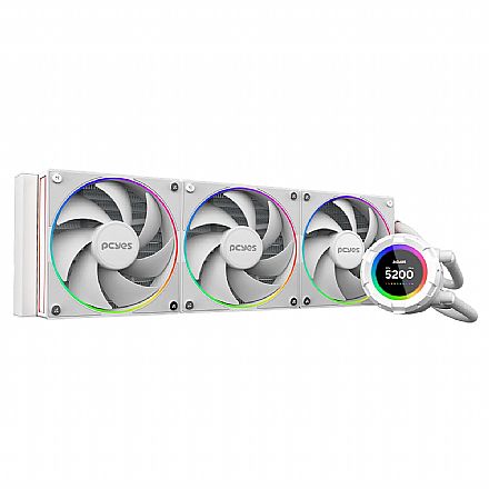 Water Cooler Pcyes Vision White Ghost Tela LCD ARGB 360mm - (AMD / INTEL) - Branco - VS360WG