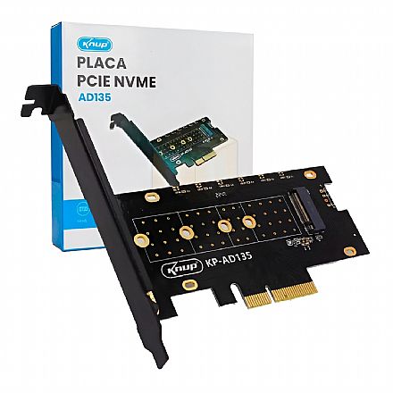Placa Controladora M.2 NVMe para PCI-E x4 - Gen 4 - Adaptador para SSD - AD135 Placa Controladora M.2 NVMe para PCI-E x4 - Gen 4 - Adaptador para SSD - AD135
