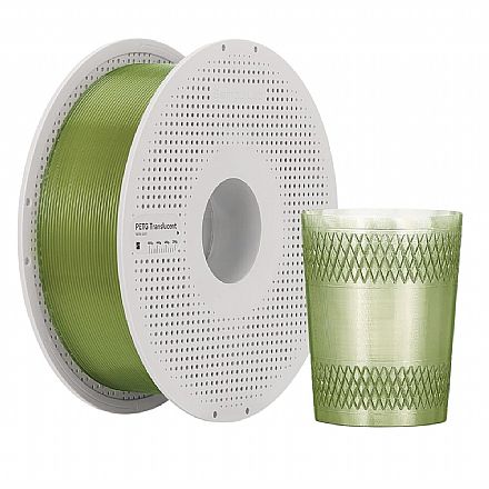 Filamento Para Impressora 3D - PETG Verde Oliva Translúcido - 1Kg - 1,75mm - Bambu Lab G01-G0-1.75-1000-SPL
