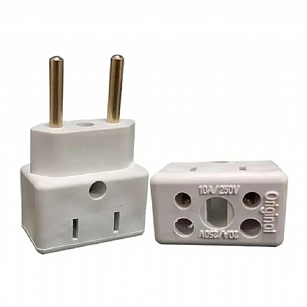 Adaptador de Tomada Bob Esponja - 3 para 2 Pinos - 10A / 20A - Bivolt - Branco - AD0738