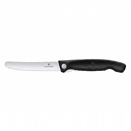 Faca de Piquenique Victorinox Swiss Classic - Lâmina Serrilhada Dobrável - 11 cm - Preta - 6.7833