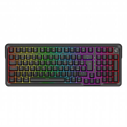 Teclado Mecânico Gamer Redragon Eisa Pro Preto - ABNT2 - Switch Mambo - RGB - USB-C, 2.4GHz e Bluetooth - Roda de Volume - K686-RGB-PRO (PT-MAMBO)