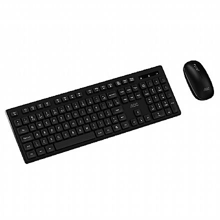 Kit Teclado e Mouse sem Fio AOC KM300 - ABNT2 - Resistente a Respingos - 1200dpi - 2.4GHz - Preto - KM300B/FG