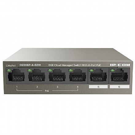 Switch 6 Portas IP-COM G2206P-4-63W - Gigabit - PoE - Gerenciável - G2206P-4-63W