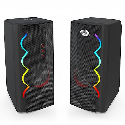 Caixa de Som Gamer Redragon Cipher - RGB - Controle Tátil - Conector P2 e Energia USB - Preto - GS522