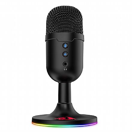 Microfone Gamer Redragon Pulsar - Padrão Omnidirecional - USB - Iluminação RGB - Preto - GM303