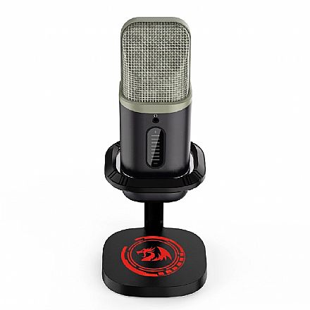 Microfone Gamer Redragon Echowave - Condensador - USB-C - Iluminação RGB - Preto - GM305