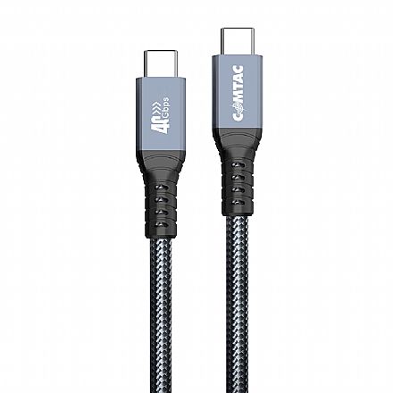 Cabo USB-C para USB-C USB4 Gen 3x2 - 2 Metros - 40Gbps - PD 3.1 240W - 8K 60Hz - Thunderbolt 3/4 - Revestimento em Nylon Trançado - Comtac 20129479