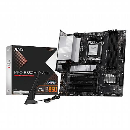 Placa Mãe MSI PRO B850M-P WiFi (AM5 - DDR5 8200) - Chipset AMD B850 - Wi-Fi 7 - 3x Slots M.2 - Micro ATX