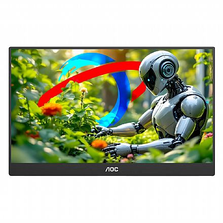 Monitor Portátil 15.6" AOC - Full HD - Painel IPS - 60Hz 4ms - Com Capa Magnética - Mini HDMI / USB-C - 16T20E2/78