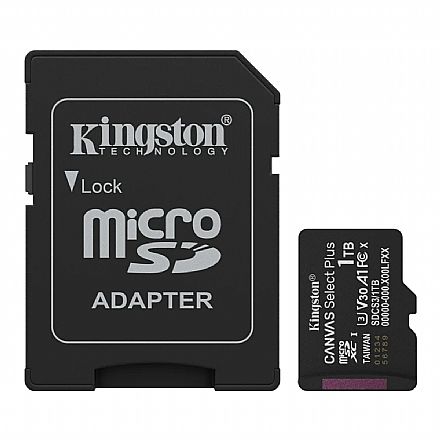 Cartão 1TB MicroSDXC com Adaptador SD - Classe 10 - Velocidade até 150MB/s - Kingston Canvas Select Plus - SDCS3/1TB
